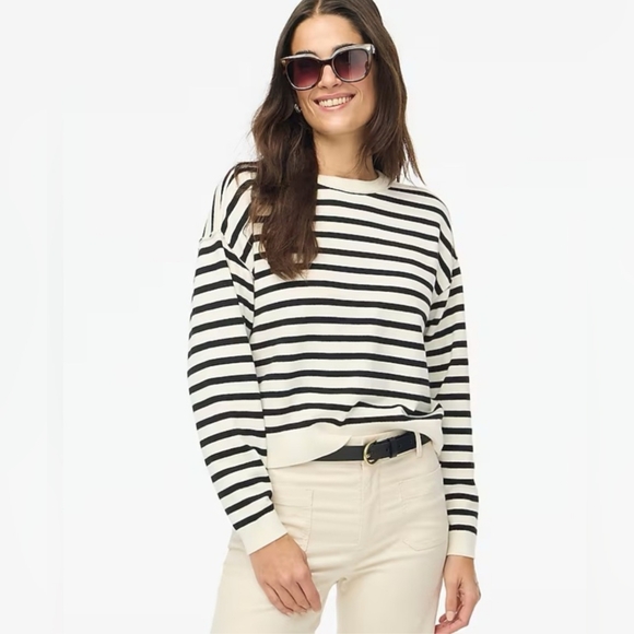 J. Crew Women's Striped drop-shoulder pullover - Picture 1 of 7